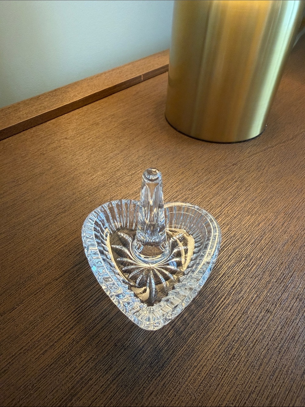 Waterford Crystal Clear Heart Ring Holder with Faceted Peg